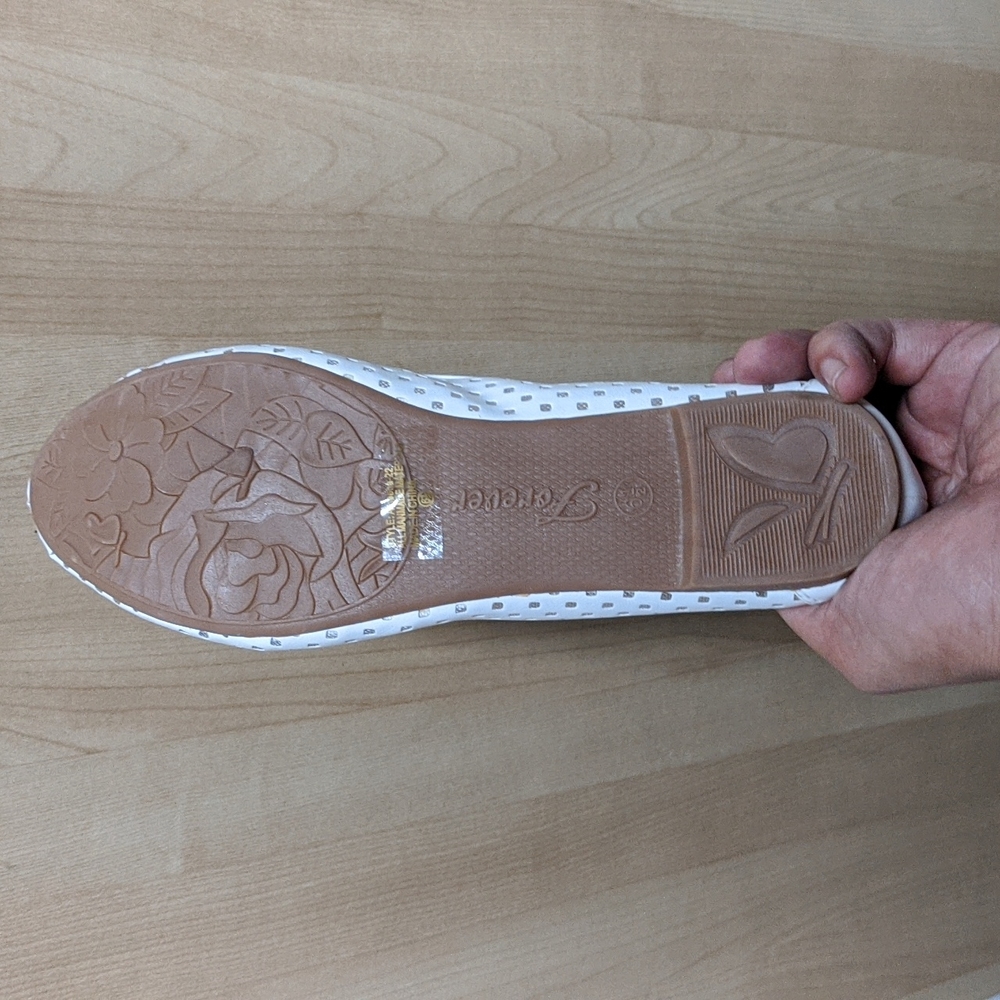Women's hollow breathable ballet flat Golden decor White - Picture 5 of 5